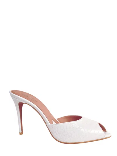 Paris Texas Elegant Heeled Sandals With Crocodile Effect - 85 Mm In White
