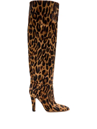 Paris Texas Elsa Leopard Heeled Boots In Brown