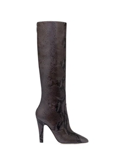 Paris Texas Elsa Snakeskin-effect Boots In Black