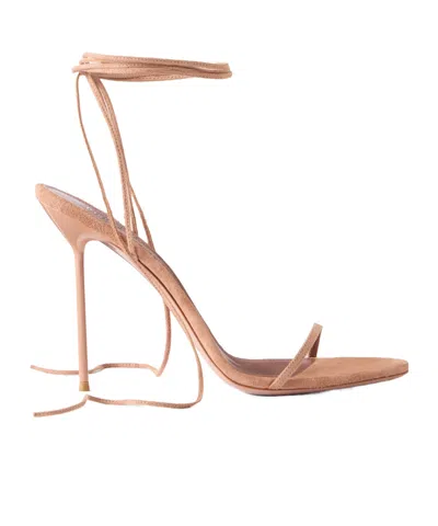 Paris Texas Embellished Lace-up Suede Sandals In Red