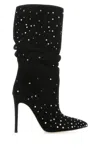 Paris Texas Suede Crystal Holly Stiletto Slpouchy Boot Heel