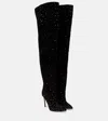 Paris Texas Embellished Suede Over-the-knee Boots In Black Diamond