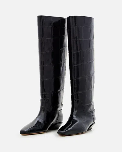 Paris Texas Embossed Croco Leather Bettina Boots In Black