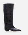 Paris Texas Embossed Croco Leather Bettina Boots In Black