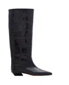 Paris Texas Embossed Croco Leather Bettina Boots In Black