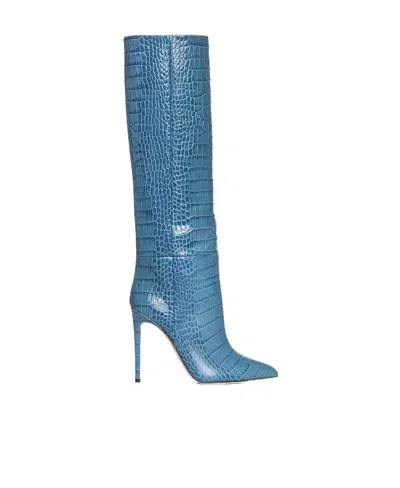 Paris Texas Embossed-crocodile 95mm Leather Knee-high Boots In Blue