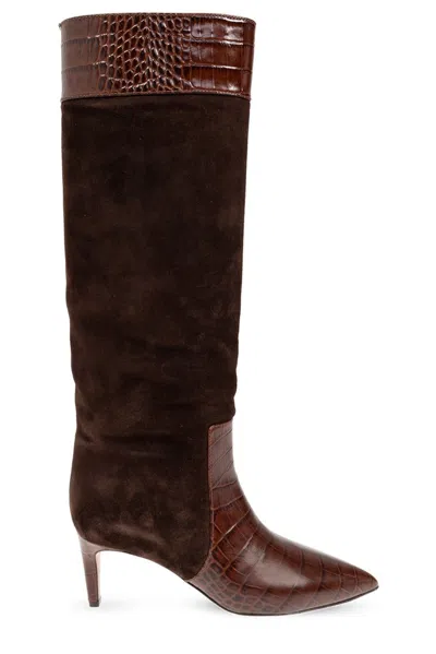 Paris Texas Embossed Heeled Boots In Brown