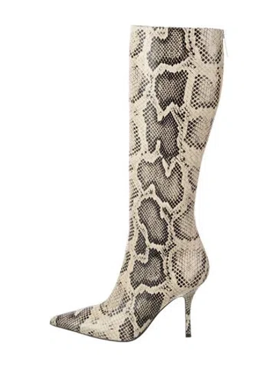 Pre-owned Paris Texas Embossed Leather Animal Print Boots In Black