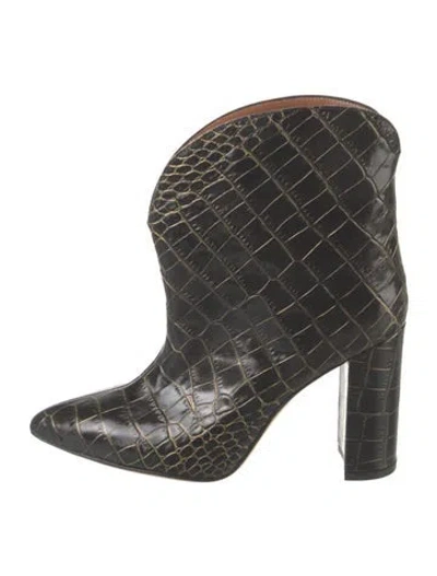 Pre-owned Paris Texas Embossed Leather Animal Print Boots In Black