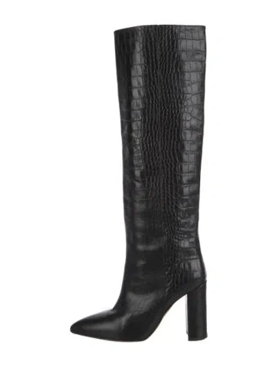 Pre-owned Paris Texas Embossed Leather Animal Print Boots In Black