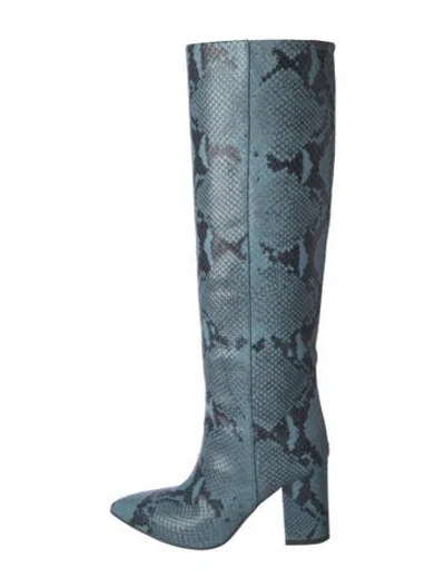 Pre-owned Paris Texas Embossed Leather Animal Print Boots In Blue