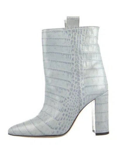 Pre-owned Paris Texas Embossed Leather Animal Print Boots In Blue