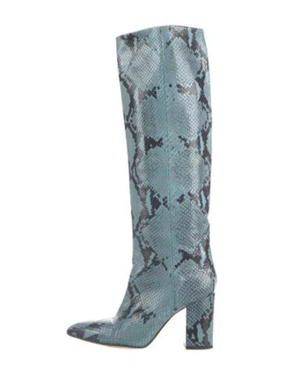 Pre-owned Paris Texas Embossed Leather Animal Print Boots In Blue