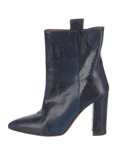 Pre-owned Paris Texas Embossed Leather Animal Print Boots In Blue