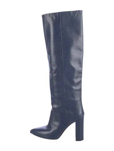 Pre-owned Paris Texas Embossed Leather Animal Print Boots In Blue