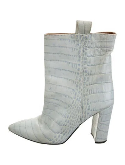Pre-owned Paris Texas Embossed Leather Animal Print Boots In Blue