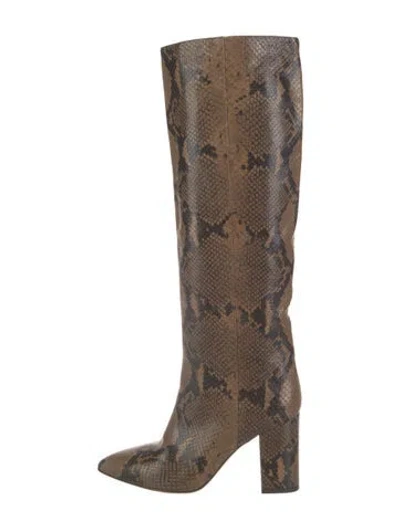 Pre-owned Paris Texas Embossed Leather Animal Print Boots In Brown