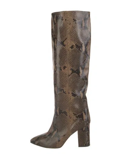 Pre-owned Paris Texas Embossed Leather Animal Print Boots In Brown