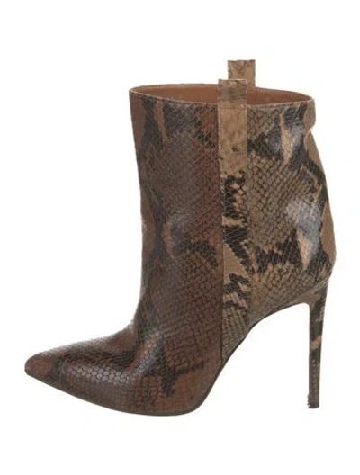 Pre-owned Paris Texas Embossed Leather Animal Print Boots In Brown