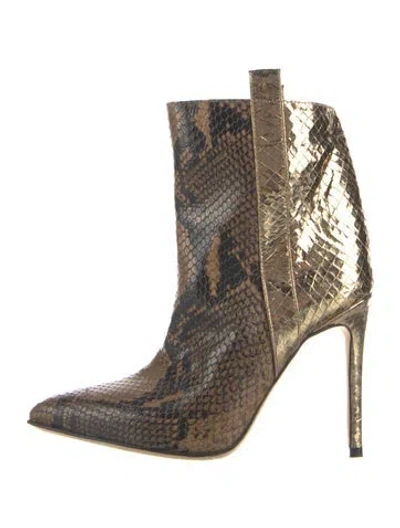 Pre-owned Paris Texas Embossed Leather Animal Print Boots In Brown