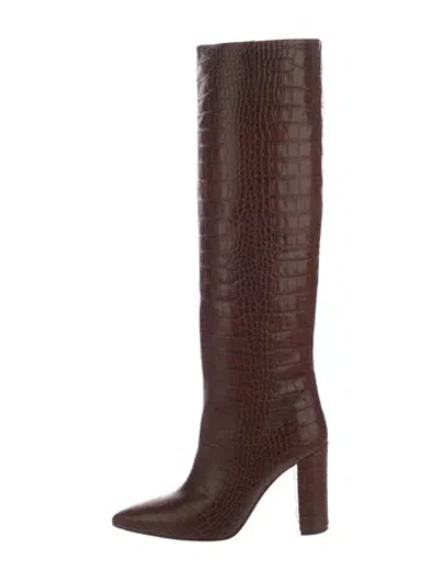 Pre-owned Paris Texas Embossed Leather Animal Print Boots In Brown