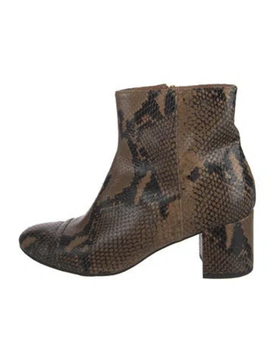 Pre-owned Paris Texas Embossed Leather Animal Print Boots In Brown