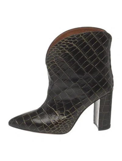 Pre-owned Paris Texas Embossed Leather Animal Print Boots In Brown