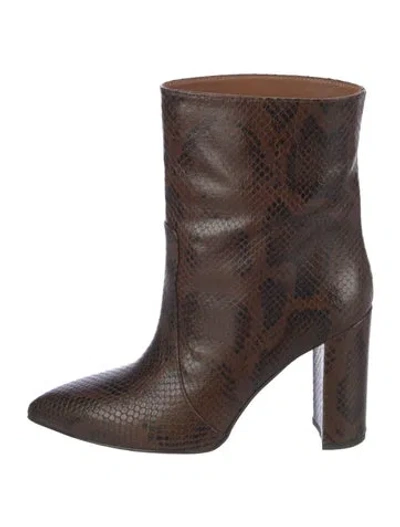Pre-owned Paris Texas Embossed Leather Animal Print Boots In Brown