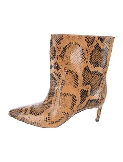 Pre-owned Paris Texas Embossed Leather Animal Print Boots In Brown