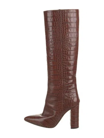 Pre-owned Paris Texas Embossed Leather Animal Print Boots In Brown