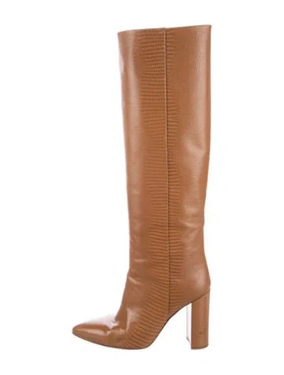 Pre-owned Paris Texas Embossed Leather Animal Print Boots In Brown