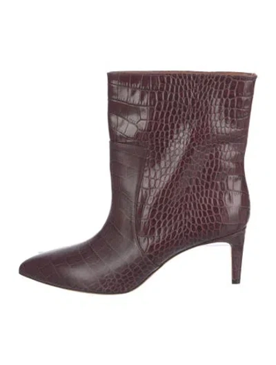 Pre-owned Paris Texas Embossed Leather Animal Print Boots In Burgundy