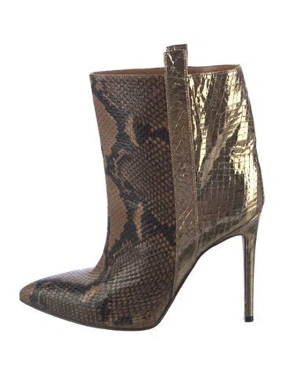 Pre-owned Paris Texas Embossed Leather Animal Print Boots In Gold