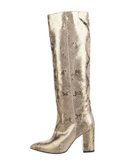 Pre-owned Paris Texas Embossed Leather Animal Print Boots In Gold/metallic