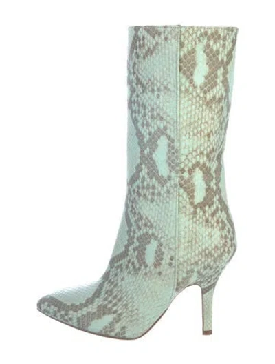 Pre-owned Paris Texas Embossed Leather Animal Print Boots In Green