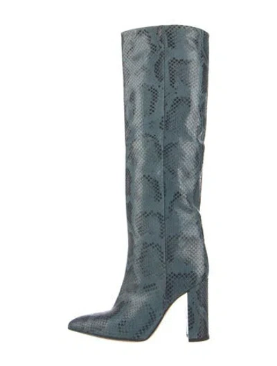 Pre-owned Paris Texas Embossed Leather Animal Print Boots In Green