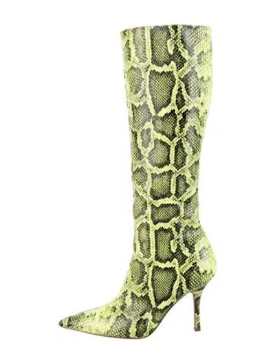 Pre-owned Paris Texas Embossed Leather Animal Print Boots In Green