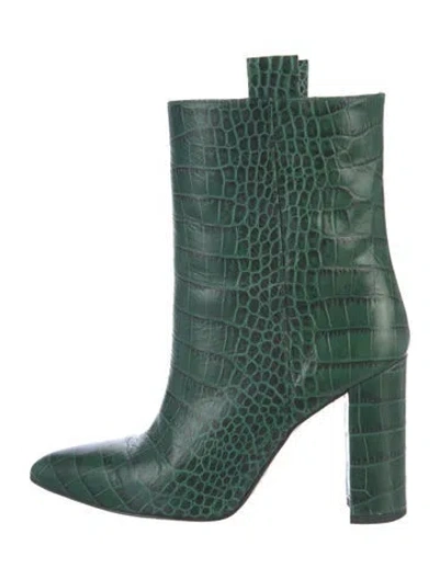 Pre-owned Paris Texas Embossed Leather Animal Print Boots In Green