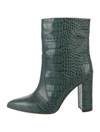 Pre-owned Paris Texas Embossed Leather Animal Print Boots In Green