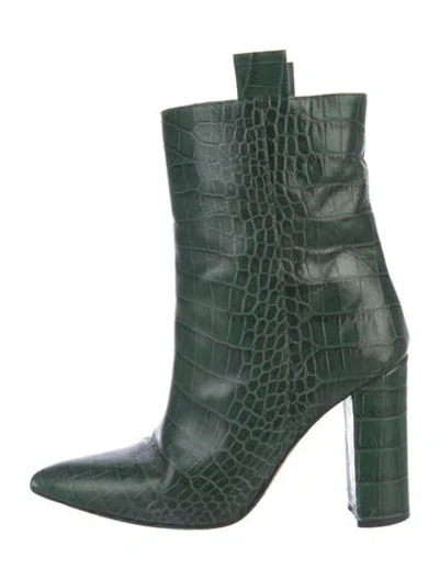 Pre-owned Paris Texas Embossed Leather Animal Print Boots In Green