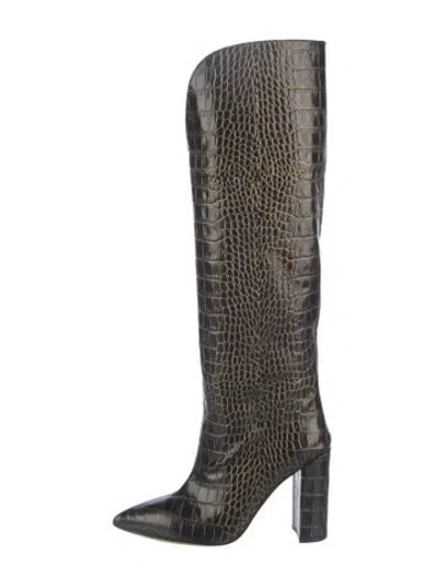 Pre-owned Paris Texas Embossed Leather Animal Print Boots In Multi