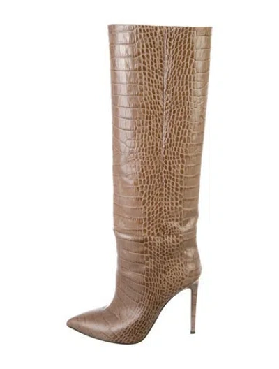 Pre-owned Paris Texas Embossed Leather Animal Print Boots In Neutral