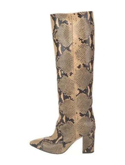 Pre-owned Paris Texas Embossed Leather Animal Print Boots In Neutral