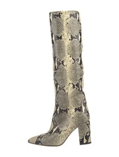 Pre-owned Paris Texas Embossed Leather Animal Print Boots In Neutral