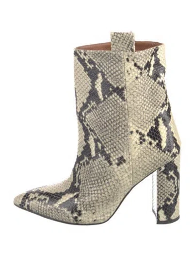 Pre-owned Paris Texas Embossed Leather Animal Print Boots In Neutral