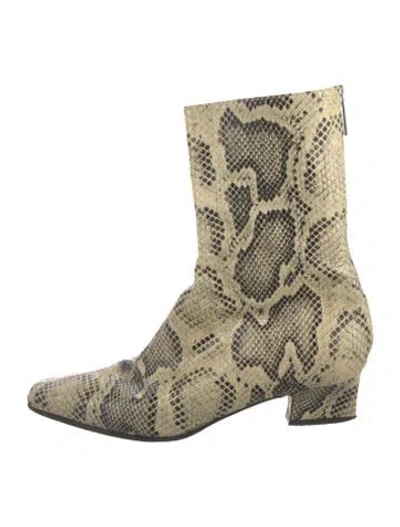 Pre-owned Paris Texas Embossed Leather Animal Print Boots In Neutral