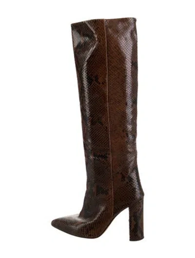 Pre-owned Paris Texas Embossed Leather Animal Print Boots In Neutral