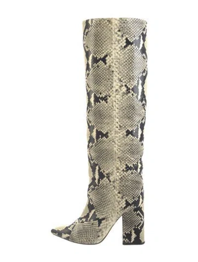 Pre-owned Paris Texas Embossed Leather Animal Print Boots In Neutral