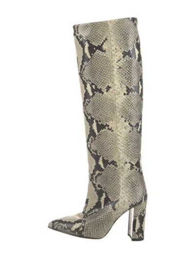 Pre-owned Paris Texas Embossed Leather Animal Print Boots In Neutrals