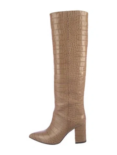Pre-owned Paris Texas Embossed Leather Animal Print Boots In Neutrals